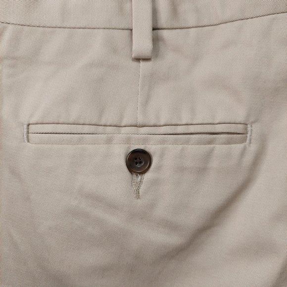 Eddie Bauer Men's Dress Performance Flat-Front Beige Khakis - Size 38 x 30 - Picture 3 of 6